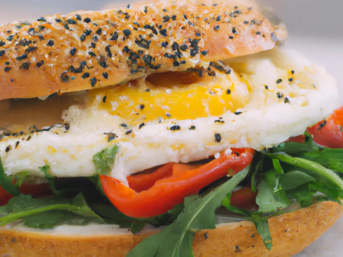 Sesame Seed Bagel Feta & Pepper Breakfast Sandwich Sesame Seed Bagel Feta & Pepper Breakfast Sandwich