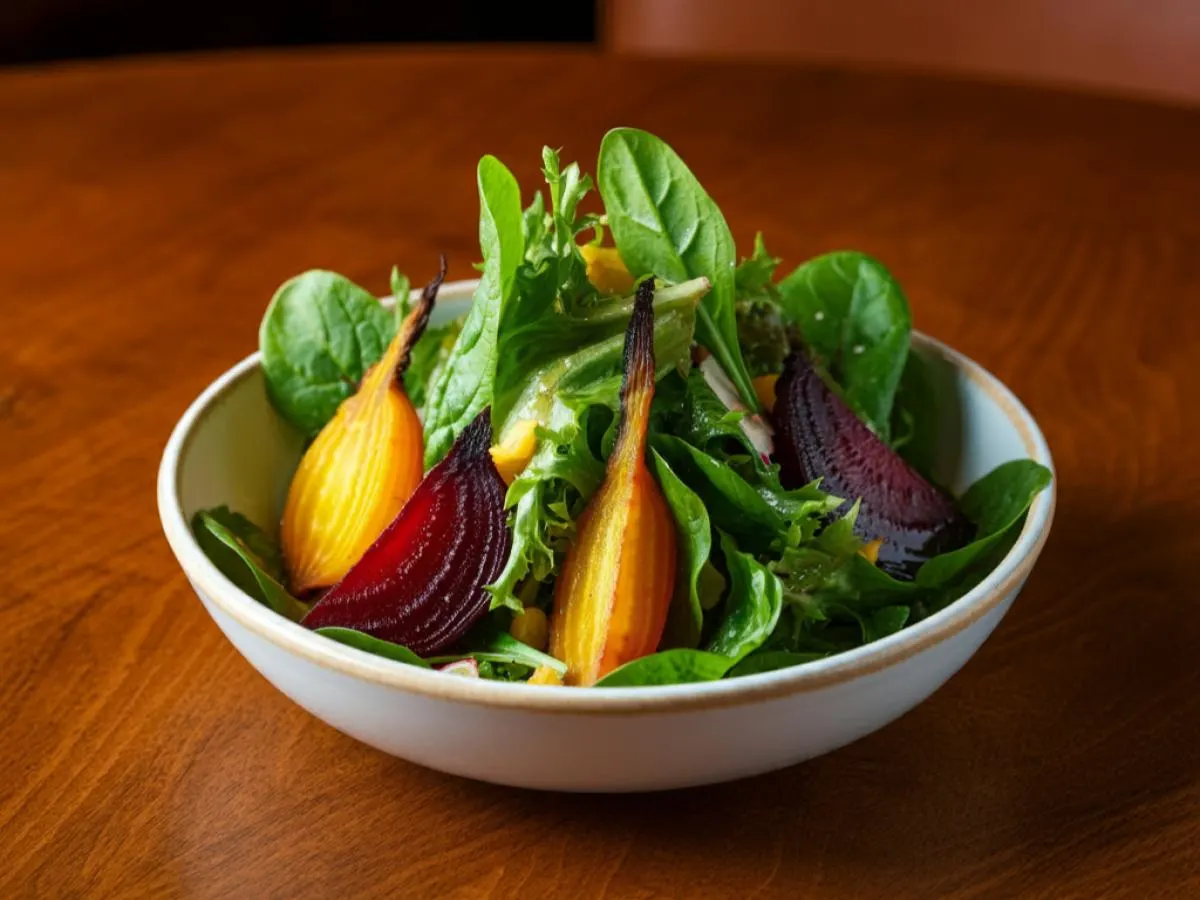 Nut Free Mixed Greens with Golden Beets with Sherry Citrus Vinaigrette Nut Free Mixed Greens with Golden Beets with Sherry Citrus Vinaigrette