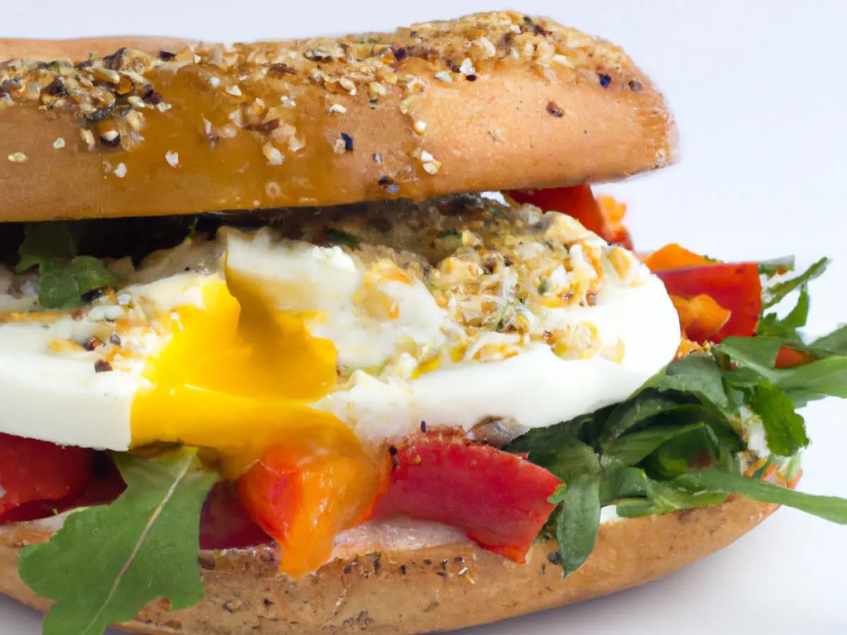Everything Bagel Feta & Pepper Breakfast Sandwich Everything Bagel Feta & Pepper Breakfast Sandwich