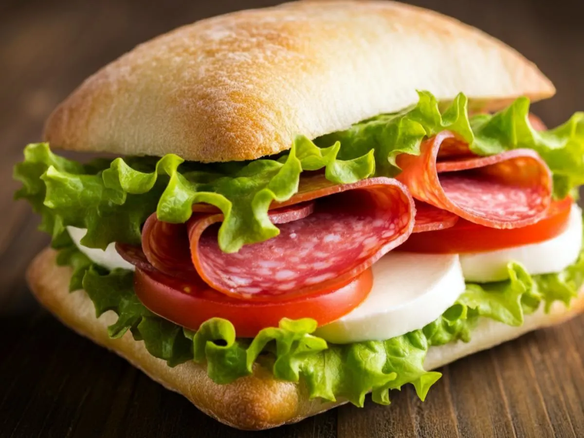 Salami and Mozzarella on a Ciabatta Salami and Mozzarella on a Ciabatta