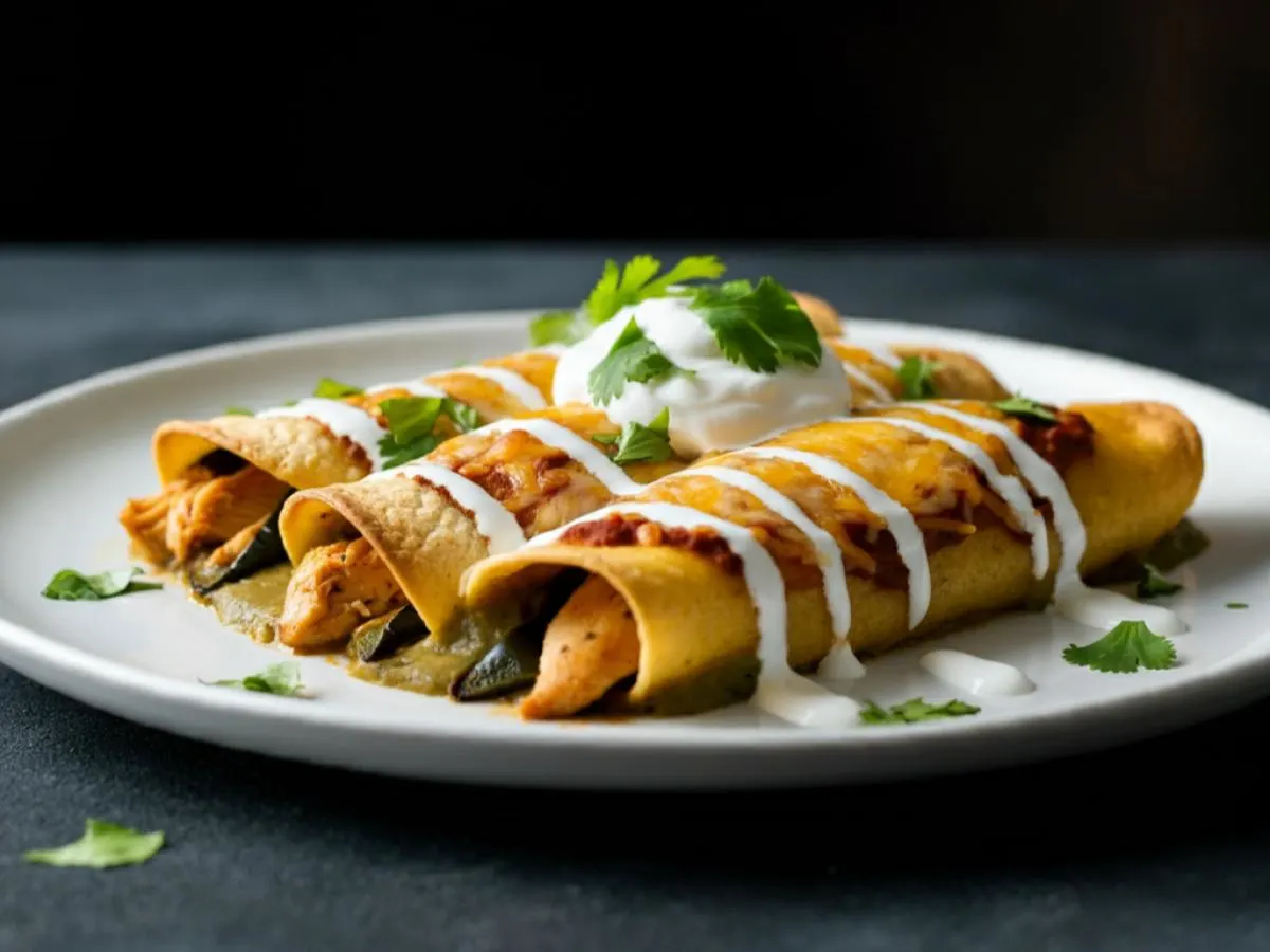 Chicken with Sour Cream Poblano Enchiladas