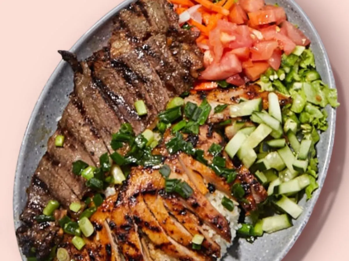 Combo Chicken, Ribeye and Soy Braised Egg Salad Bowl Combo Chicken, Ribeye and Soy Braised Egg Salad Bowl
