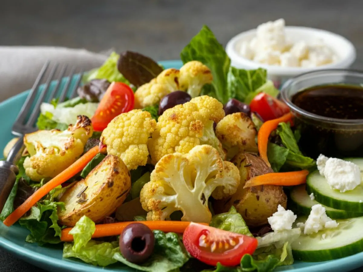 Potato and Cauliflower Garden Salad with a Balsamic Salad Dressing Potato and Cauliflower Garden Salad with a Balsamic Salad Dressing