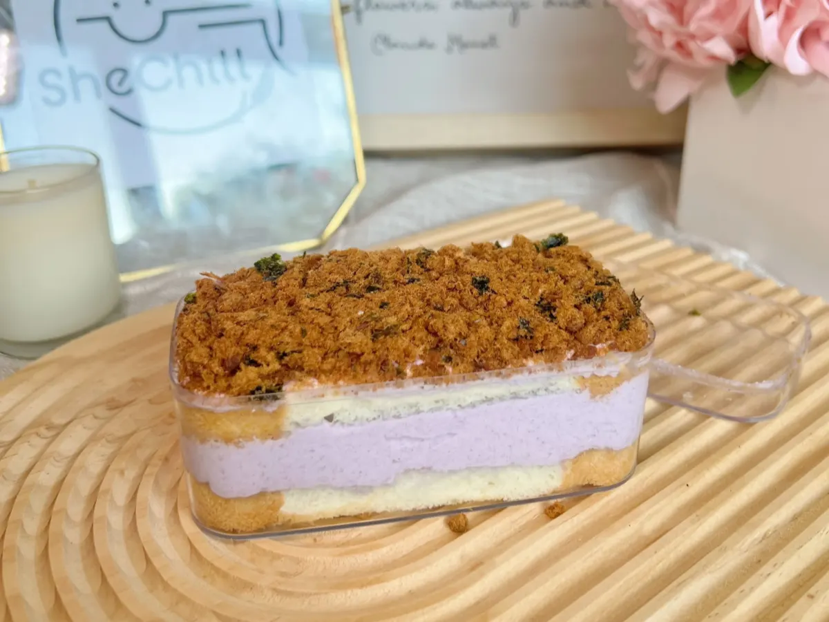 Ube Taro Pork Floss Cake