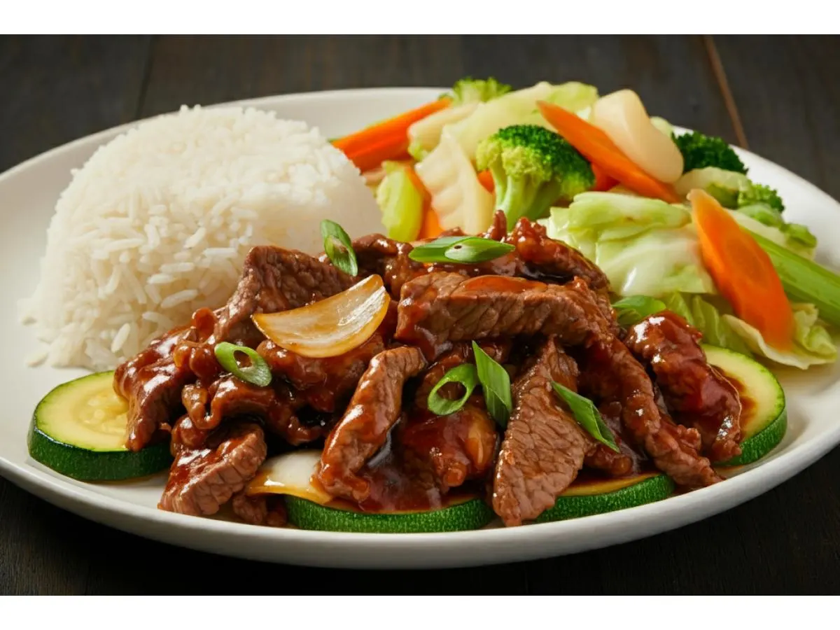 Gluten-Free Mongolian Beef, Steamed Rice and Mixed Veggies [Large]