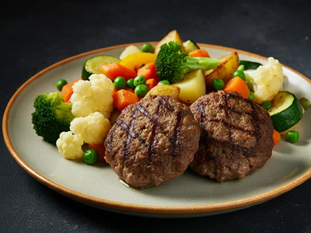 Light Carb Halal Beef Chapli Kebab | Veggies Light Carb Halal Beef Chapli Kebab | Veggies
