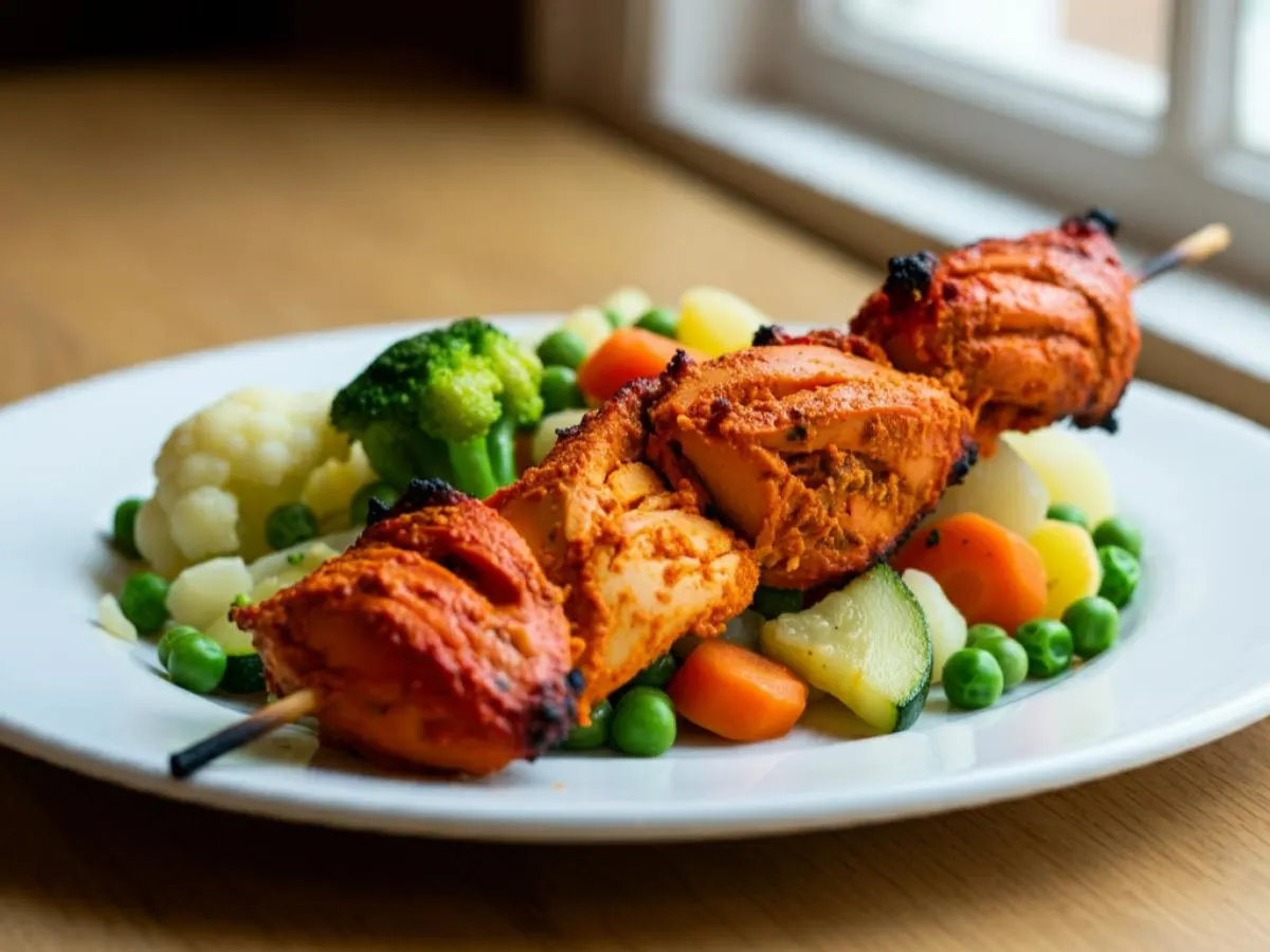 Light Carb Halal Tandoori Chicken Skewer | Veggies Light Carb Halal Tandoori Chicken Skewer | Veggies