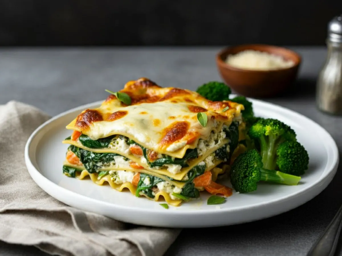 Vegetable Lasagna with Sautéed Garlic Broccoli Vegetable Lasagna with Sautéed Garlic Broccoli