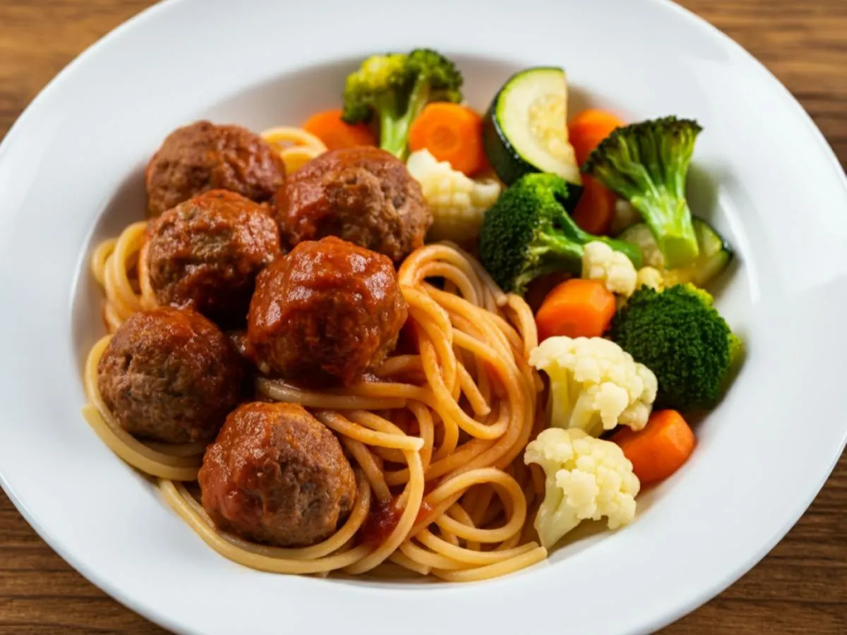 Spaghetti & Meatballs with Roasted Vegetables Spaghetti & Meatballs with Roasted Vegetables