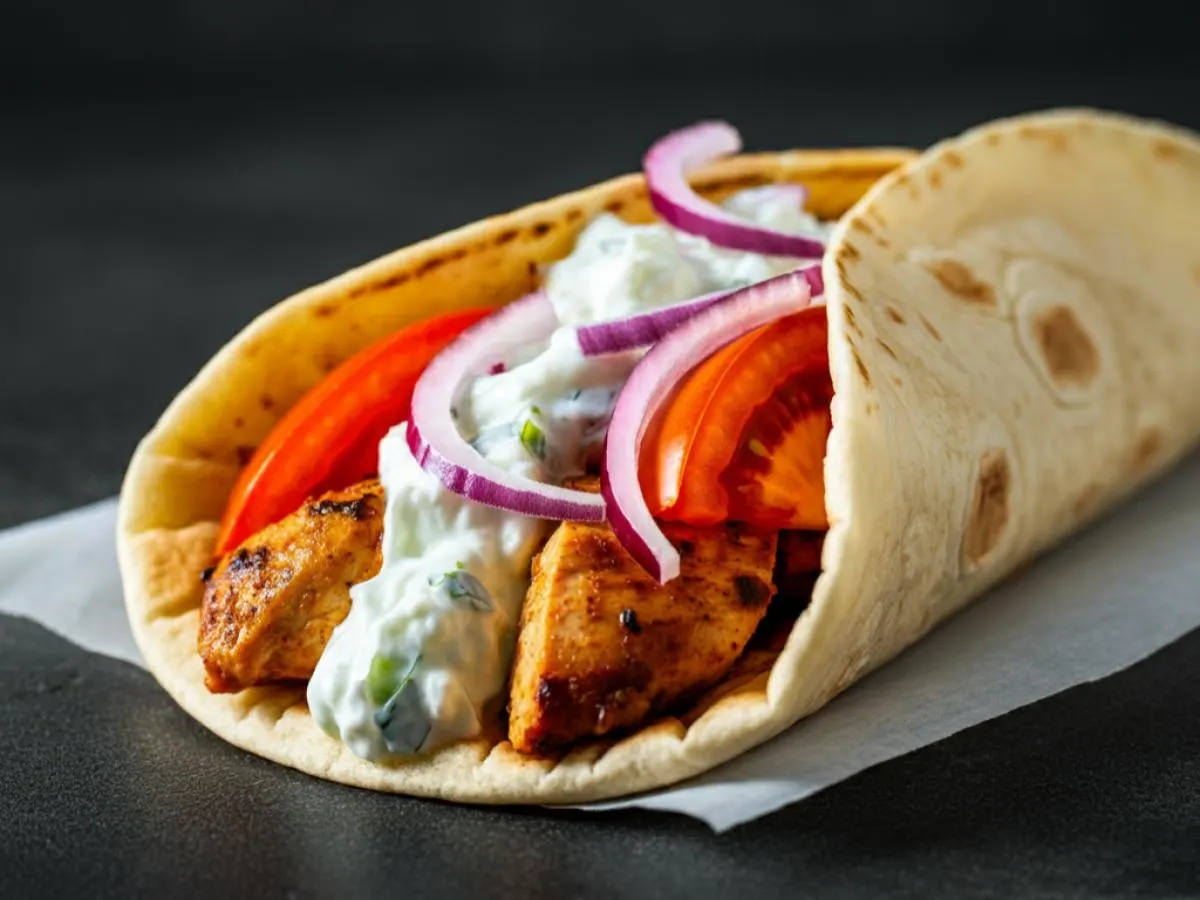 Gluten Free - Chicken Souvlaki Wraps with Tzatziki Sauce Gluten Free - Chicken Souvlaki Wraps with Tzatziki Sauce