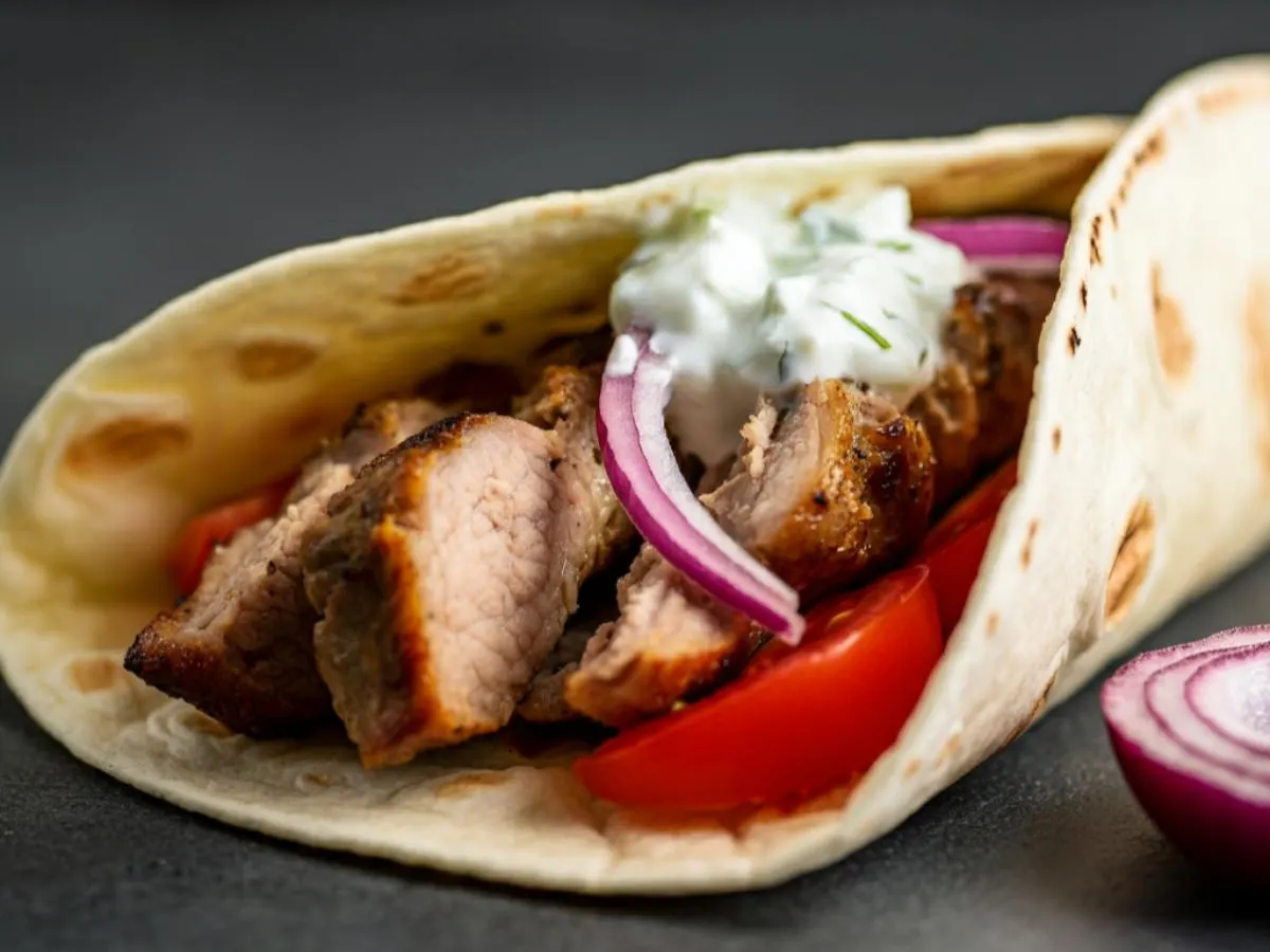 Gluten Free - Pork Souvlaki Wraps with Tzatziki Sauce Gluten Free - Pork Souvlaki Wraps with Tzatziki Sauce