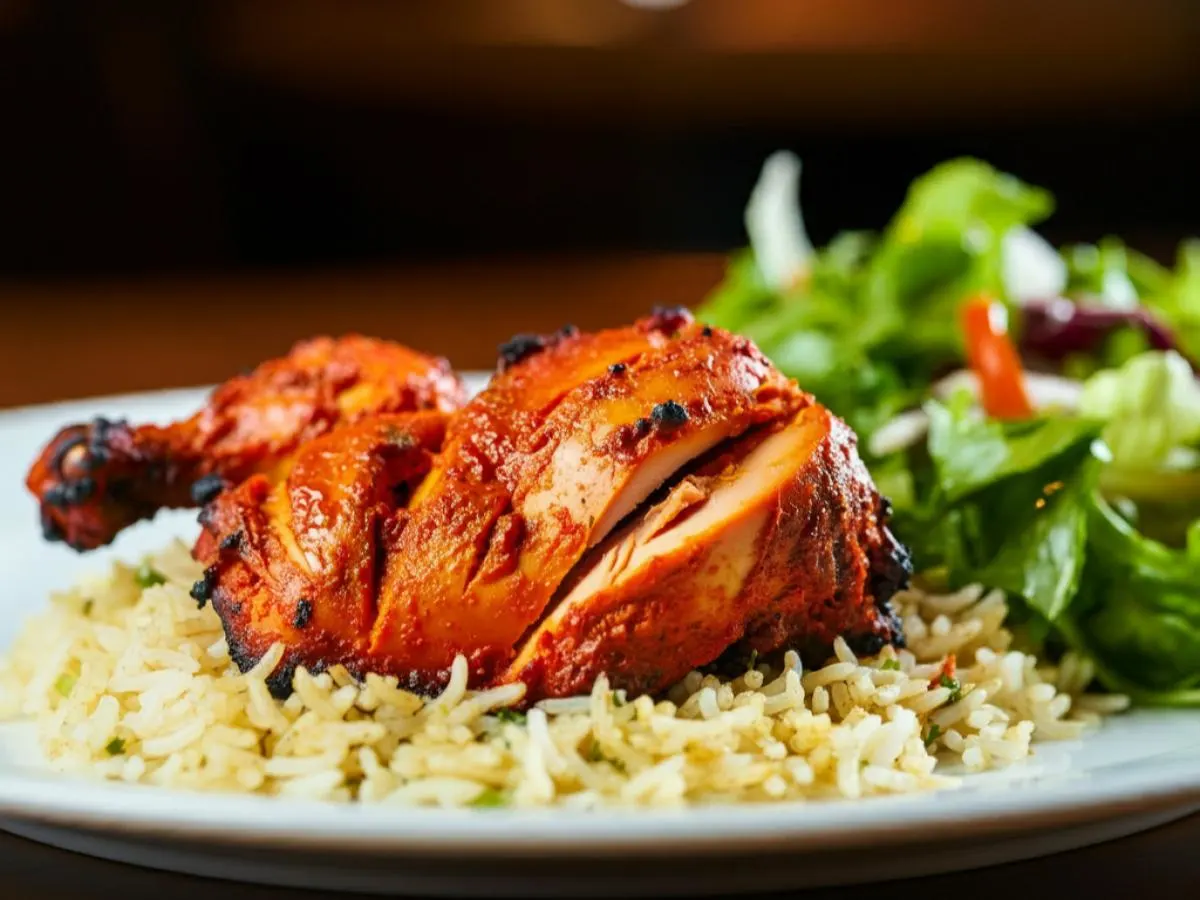 Tandoori Chicken with Basmati Rice and Green Salad Tandoori Chicken with Basmati Rice and Green Salad