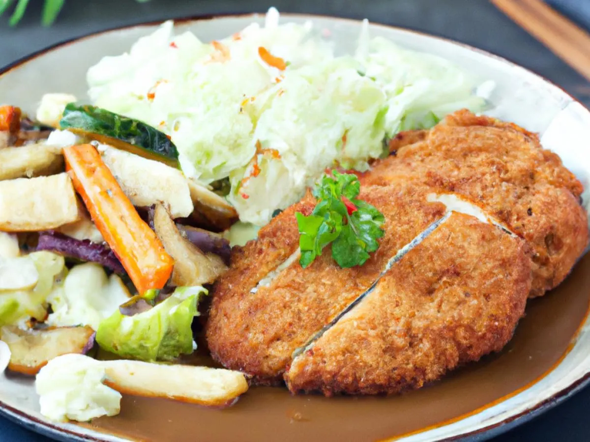 [20oz] Steak Katsu with Steamed Vegetables and Cabbage Salad