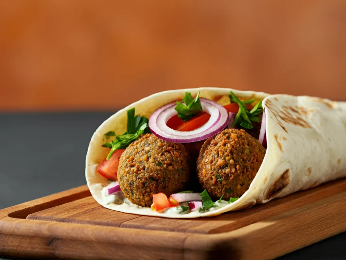 Gluten Free - Falafel Balls Wraps with Vinaigrette Gluten Free - Falafel Balls Wraps with Vinaigrette