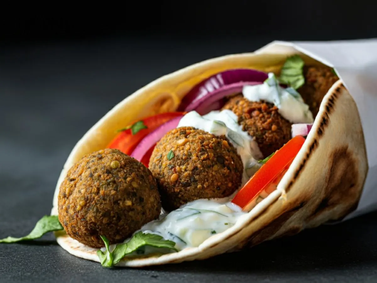 Falafel Balls Wraps with Tzatziki Sauce Falafel Balls Wraps with Tzatziki Sauce