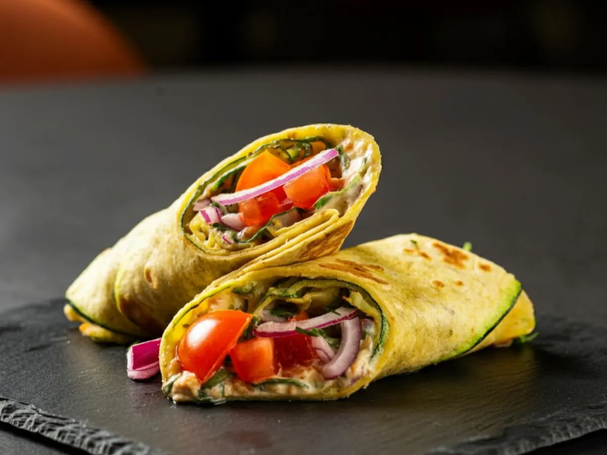 Zucchini Fritters Wraps with Vinaigrette Zucchini Fritters Wraps with Vinaigrette