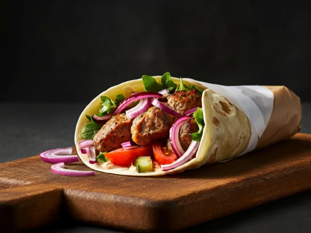 Gluten Free - Pork Souvlaki Wraps with Vinaigrette Gluten Free - Pork Souvlaki Wraps with Vinaigrette