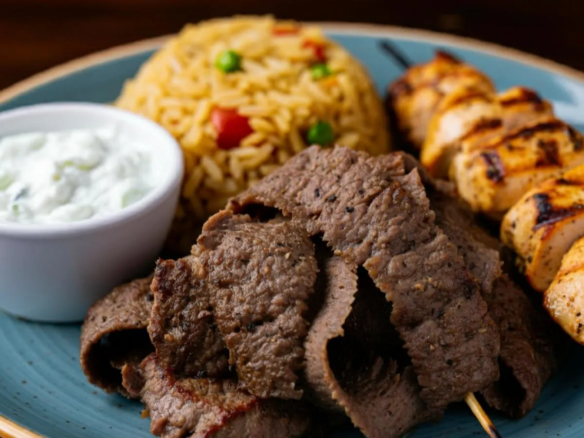 Individual Gyro Meat & Chicken Souvlaki Platter Box Individual Gyro Meat & Chicken Souvlaki Platter Box