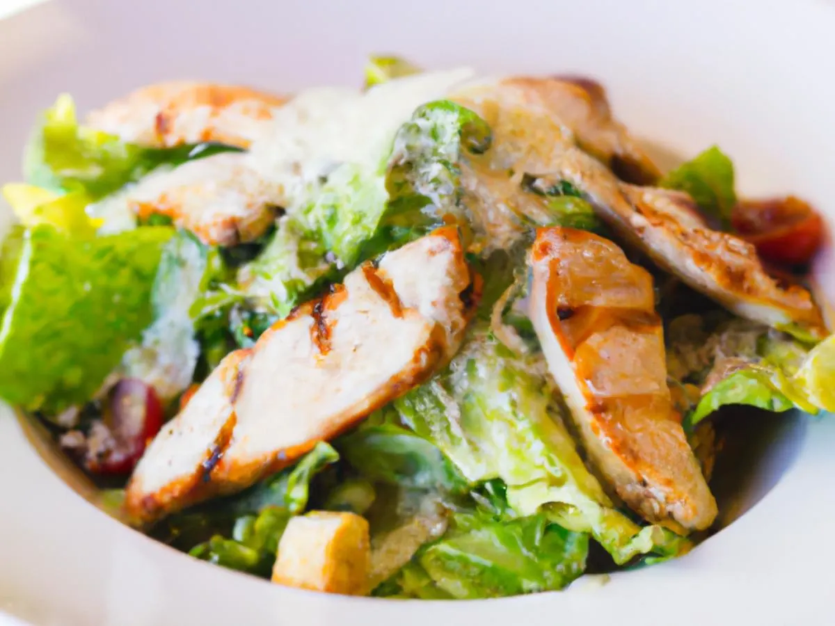 Caesar Salad with Grilled Chicken and Blue Cheese & Pita Caesar Salad with Grilled Chicken and Blue Cheese & Pita