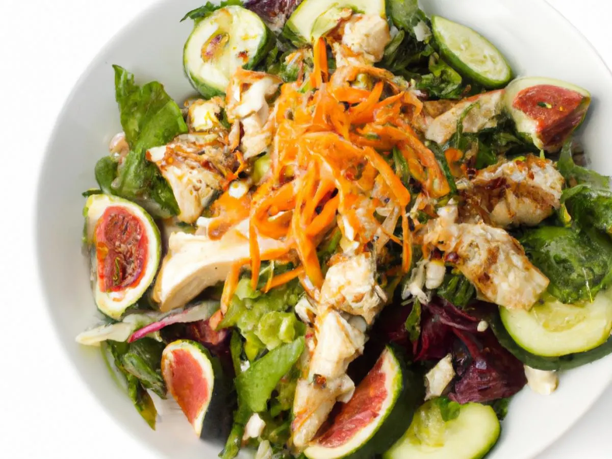 Santorini Salad with Grilled Chicken and Blue Cheese & Pita Santorini Salad with Grilled Chicken and Blue Cheese & Pita