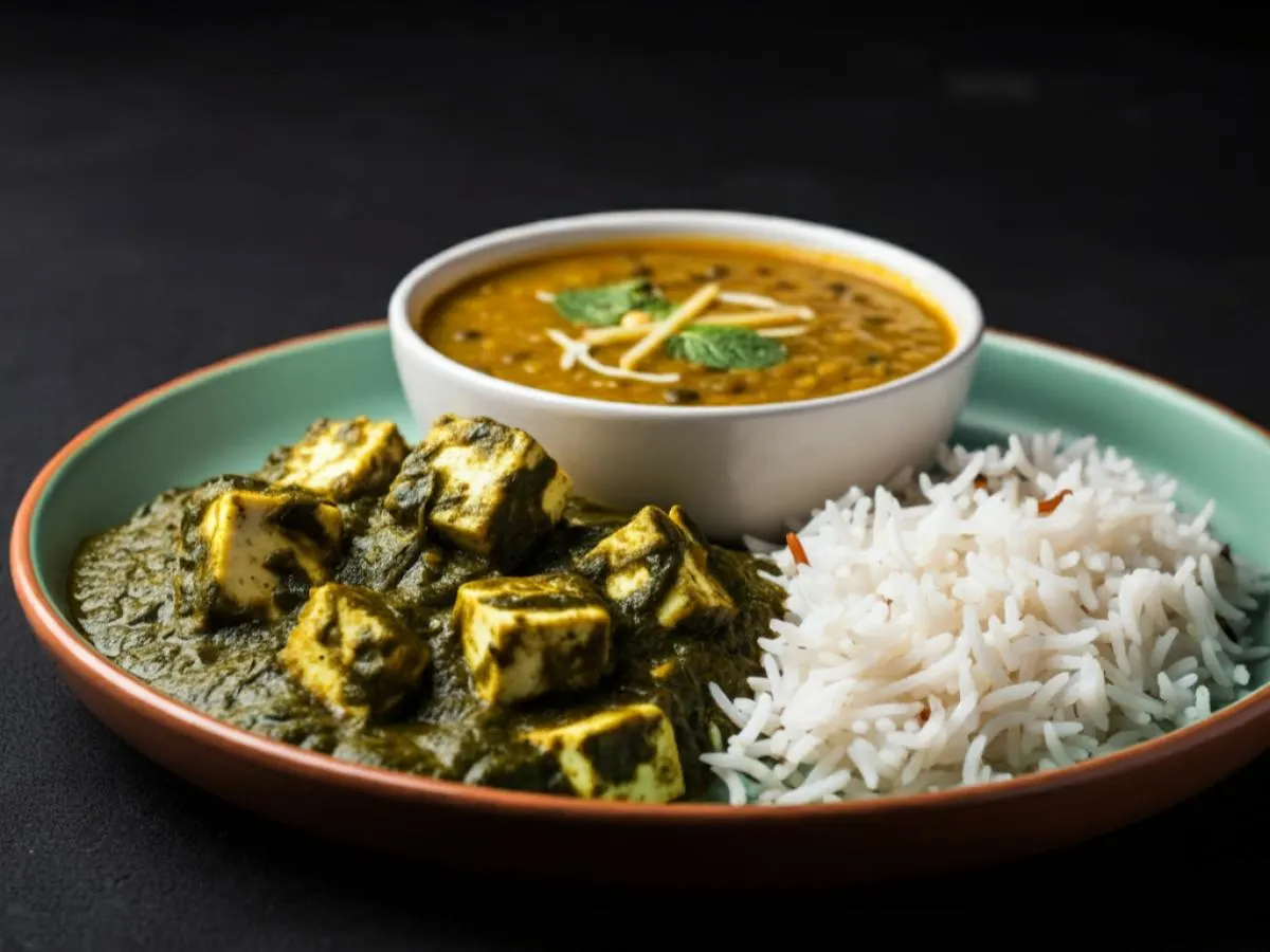 Saag Paneer, Pulav Rice & Dal Palak [16oz]