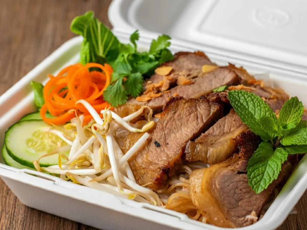Vietnamese Lemongrass Pork with Rice Noodles and Assorted Veggies Vietnamese Lemongrass Pork with Rice Noodles and Assorted Veggies