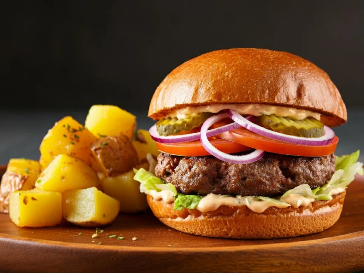 Hamburger with House Potatoes Hamburger with House Potatoes