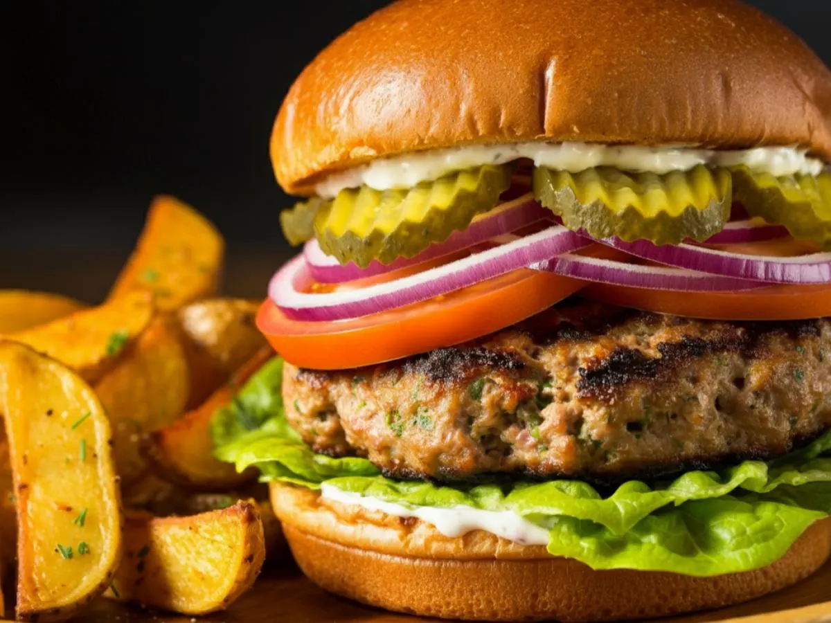 Turkey Burger with House Potatoes Turkey Burger with House Potatoes