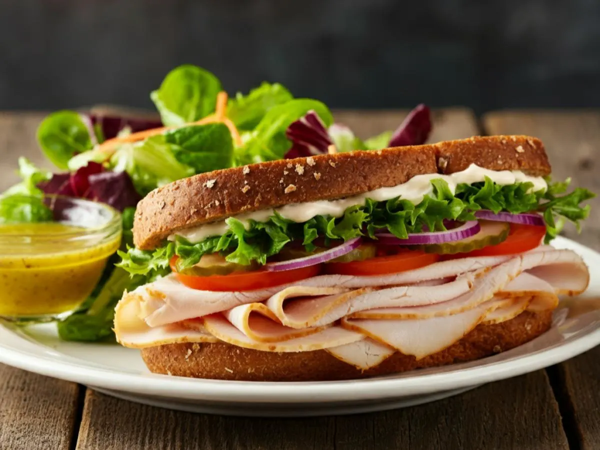 Roasted Turkey Sandwich and Green Salad Roasted Turkey Sandwich and Green Salad