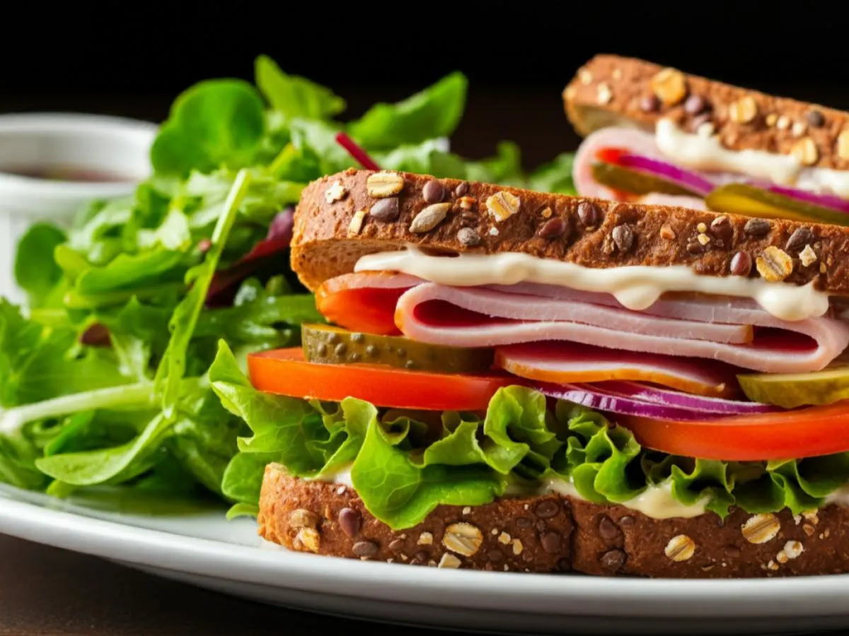 Ham Sandwich and Green Salad Ham Sandwich and Green Salad