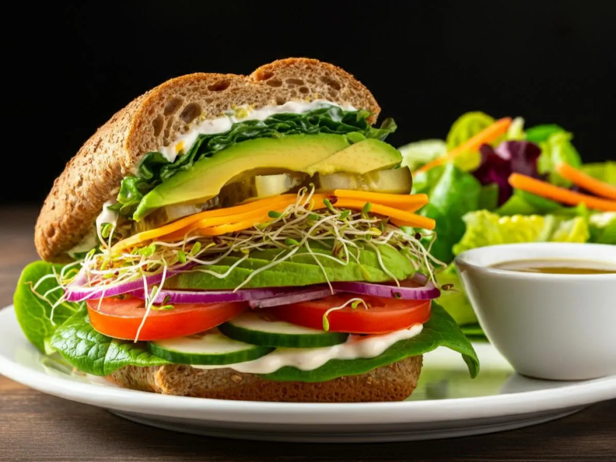 Veggie Sandwich and Green Salad Veggie Sandwich and Green Salad