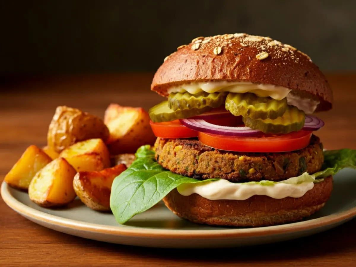 Garden Burger with House Potatoes Garden Burger with House Potatoes