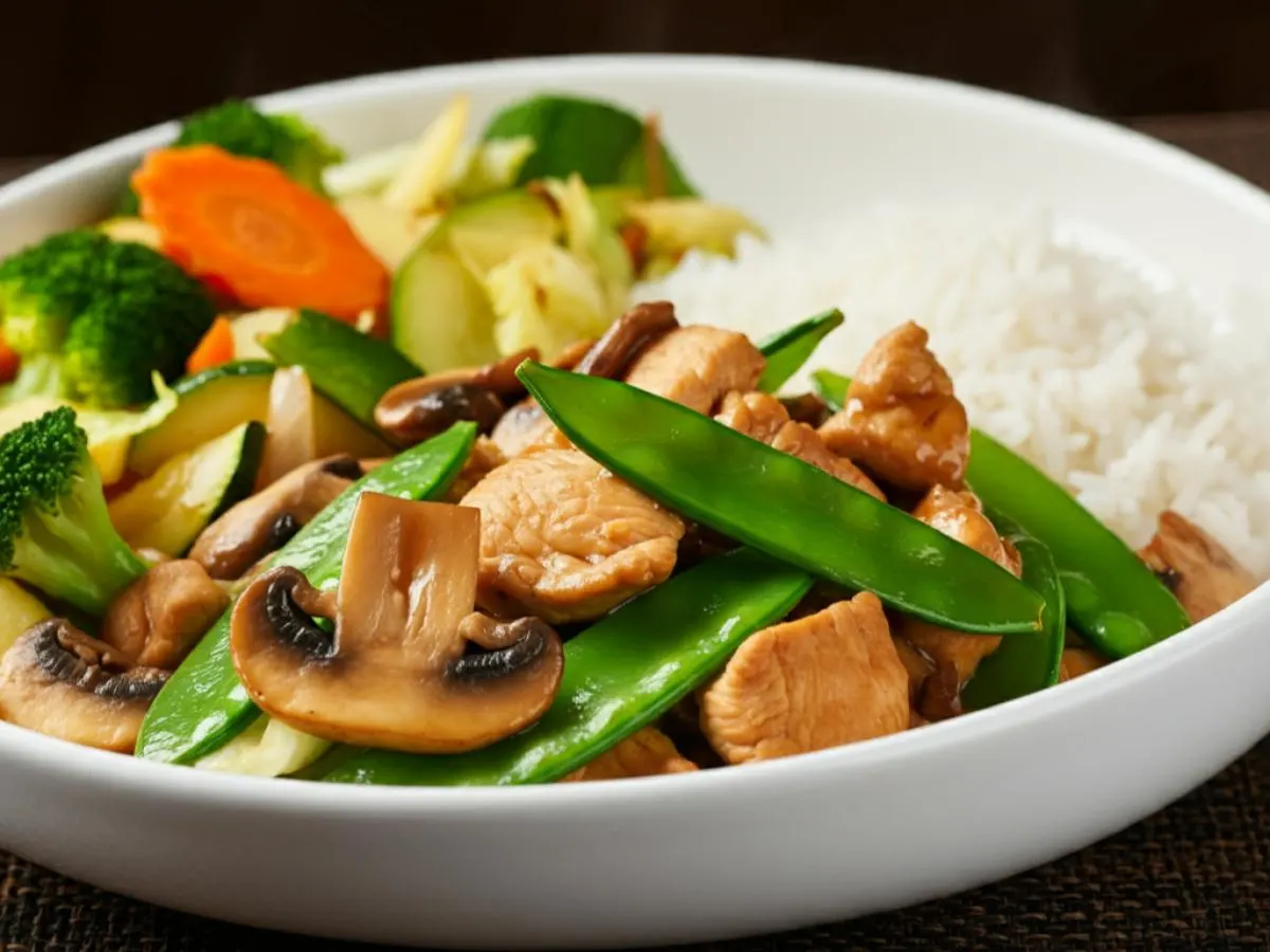 GF Double Mushroom Chicken, White Rice & Sauteed Vegetables (NO GARLIC & ONIONS)