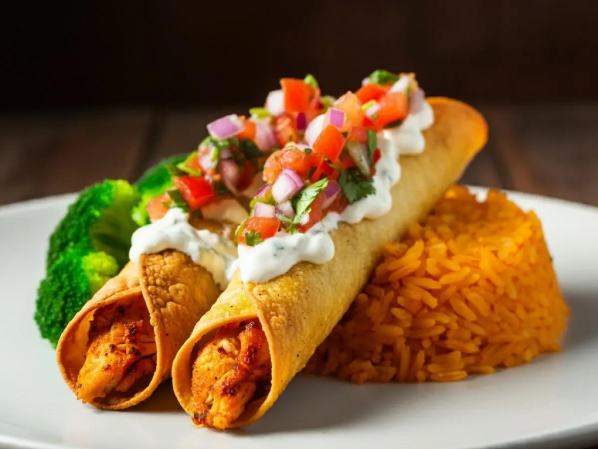 Chicken Flautas Plate with House Salsa (No Cotija)
