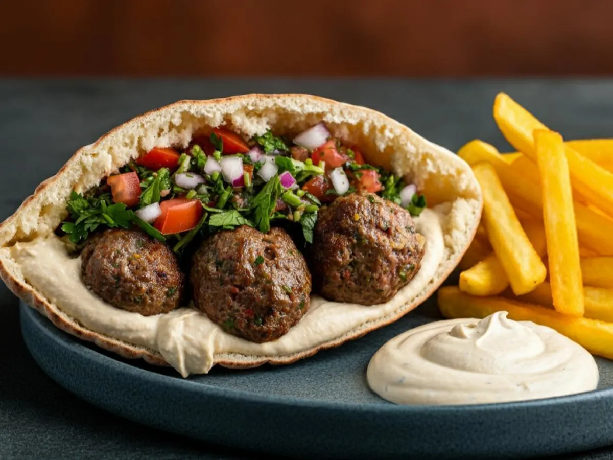 Kofta Kebab Sandwich w/ French Fries Kofta Kebab Sandwich w/ French Fries