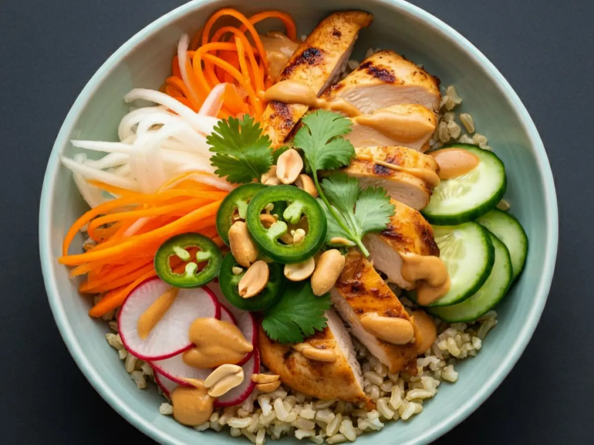 Saigon Peanut Rice Bowl with Grilled Chicken Saigon Peanut Rice Bowl with Grilled Chicken