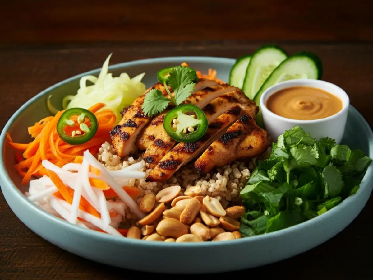 Saigon Peanut Rice Bowl with Grilled Chicken Saigon Peanut Rice Bowl with Grilled Chicken