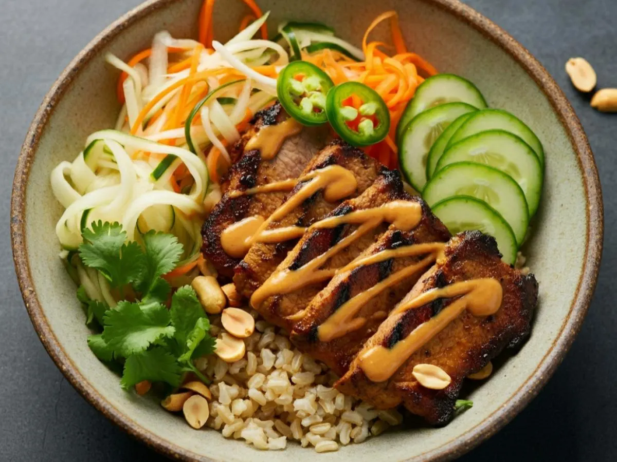 Saigon Peanut Rice Bowl with Grilled Pork Saigon Peanut Rice Bowl with Grilled Pork