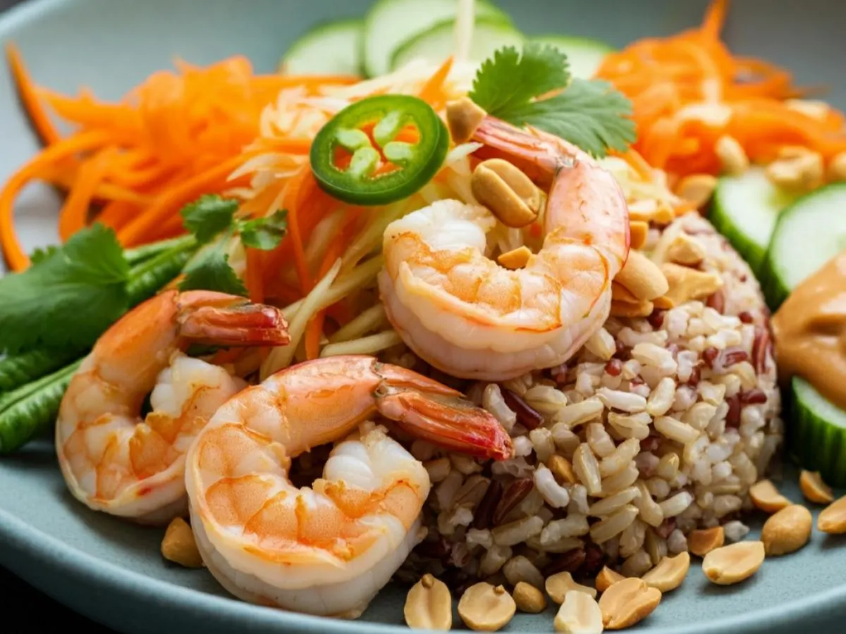 Saigon Peanut Rice Bowl with Prawns Saigon Peanut Rice Bowl with Prawns