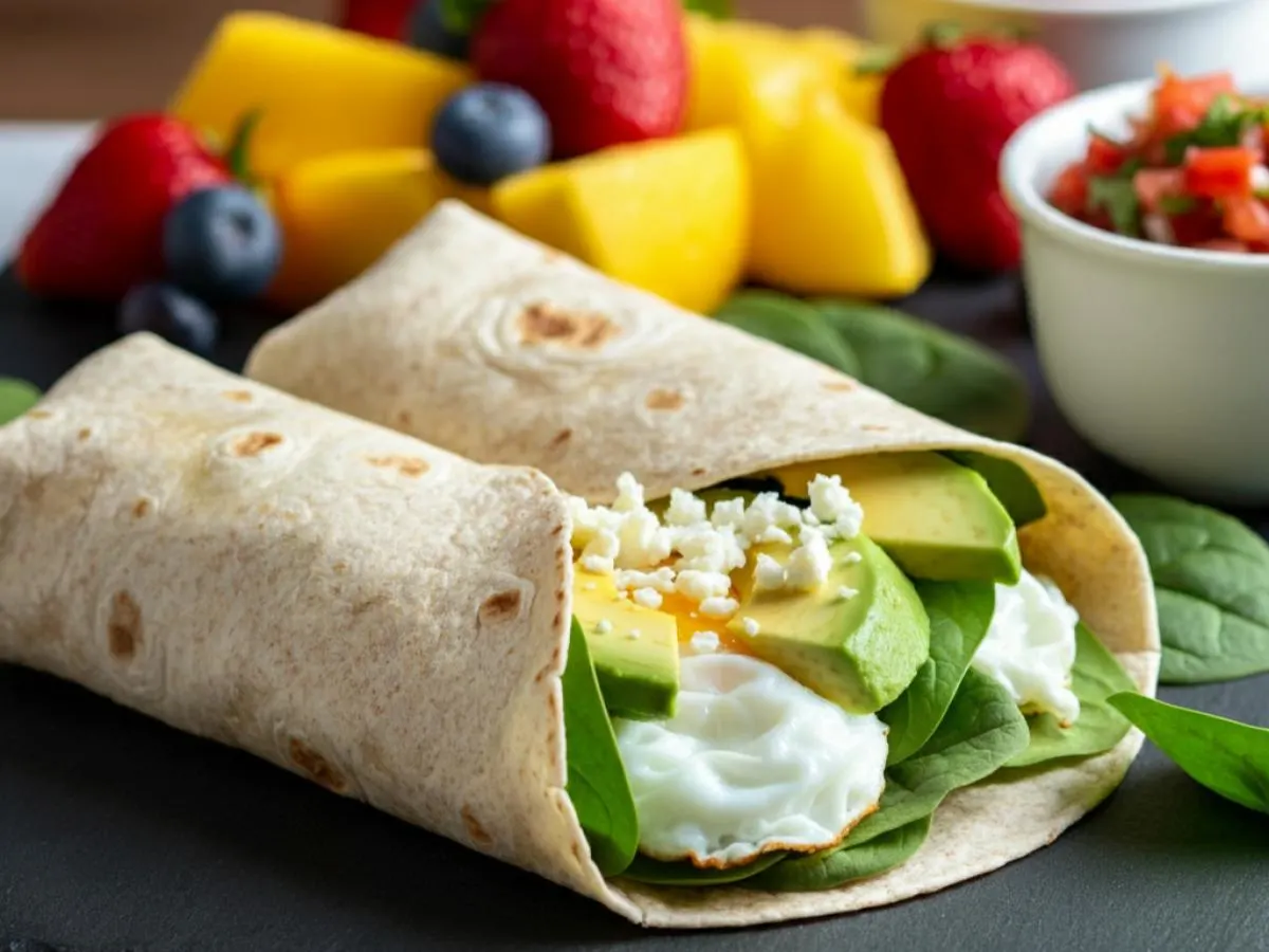 Laurena Burrito and Fresh Fruit Laurena Burrito and Fresh Fruit