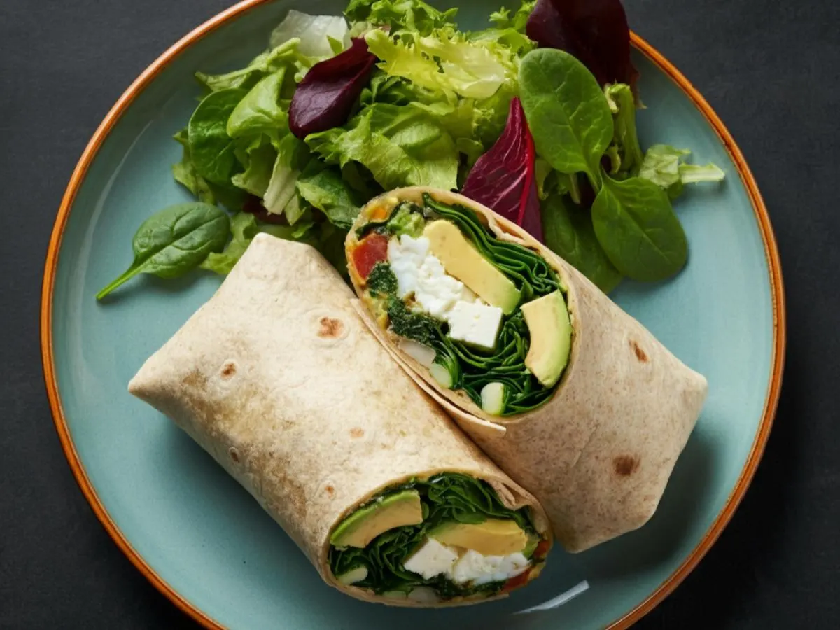 Laurena Burrito and Mix Greens Laurena Burrito and Mix Greens