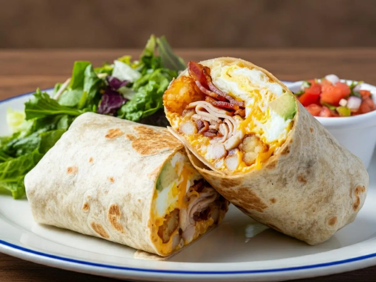 La Neta Burrito with Turkey Bacon and Mix Greens La Neta Burrito with Turkey Bacon and Mix Greens