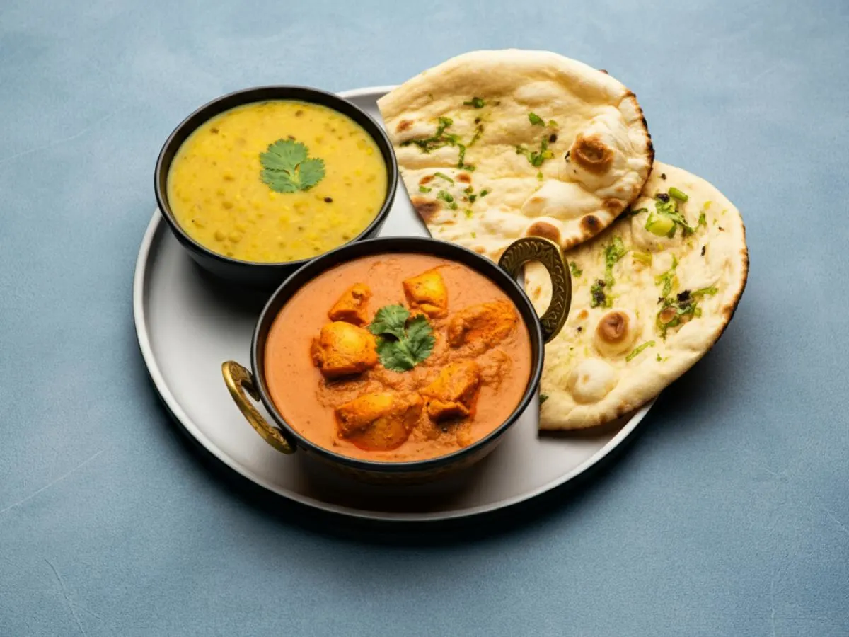 Chicken Tikka Masala with Dal Tadka and Garlic Naan Chicken Tikka Masala with Dal Tadka and Garlic Naan