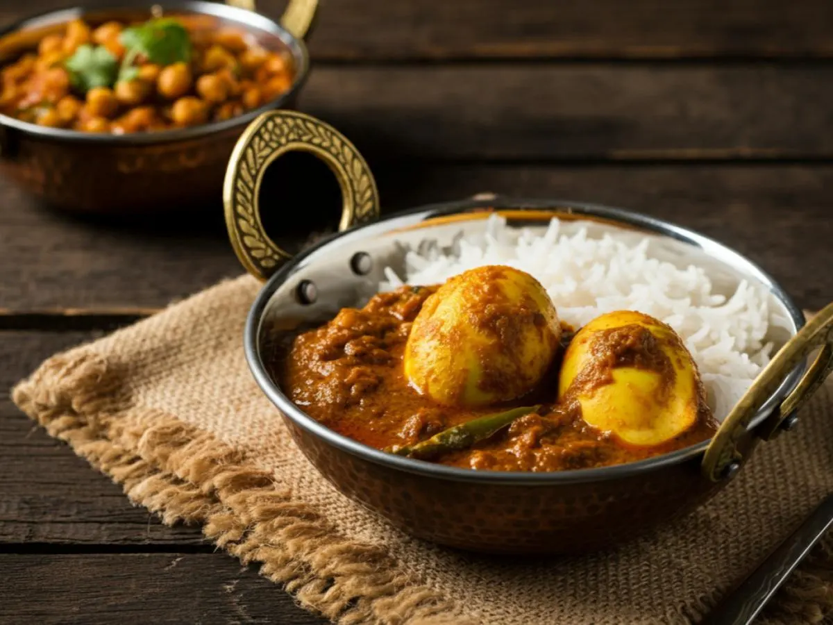 Egg Curry with Chana Masala, and Basmati Rice Egg Curry with Chana Masala, and Basmati Rice