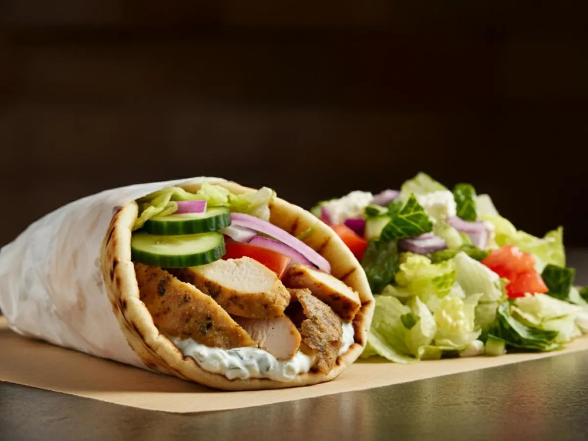 Chicken Gyro Wrap with Mediterranean Salad Combo Chicken Gyro Wrap with Mediterranean Salad Combo