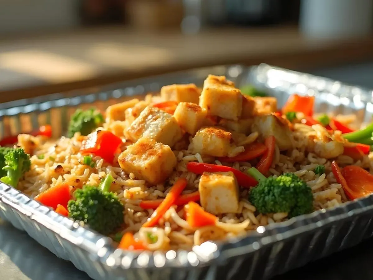 Fried Rice with Tofu and Steamed Veggies [Small]