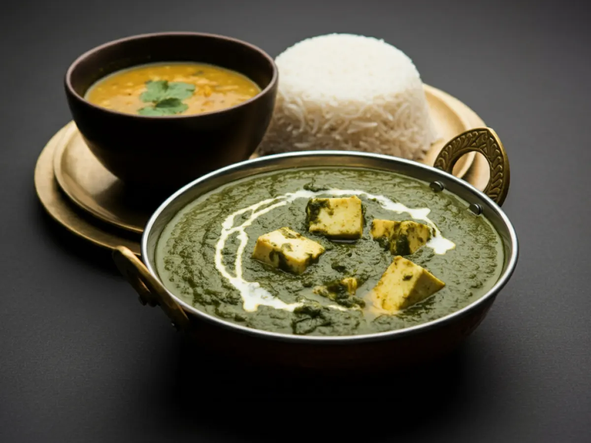 Saag Paneer with Dal Tadka and Plain Basmati Rice Saag Paneer with Dal Tadka and Plain Basmati Rice