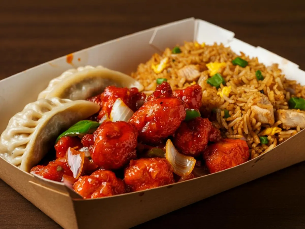 Chicken Manchurian, Spring Rolls and Chicken Fried Rice Chicken Manchurian, Spring Rolls and Chicken Fried Rice