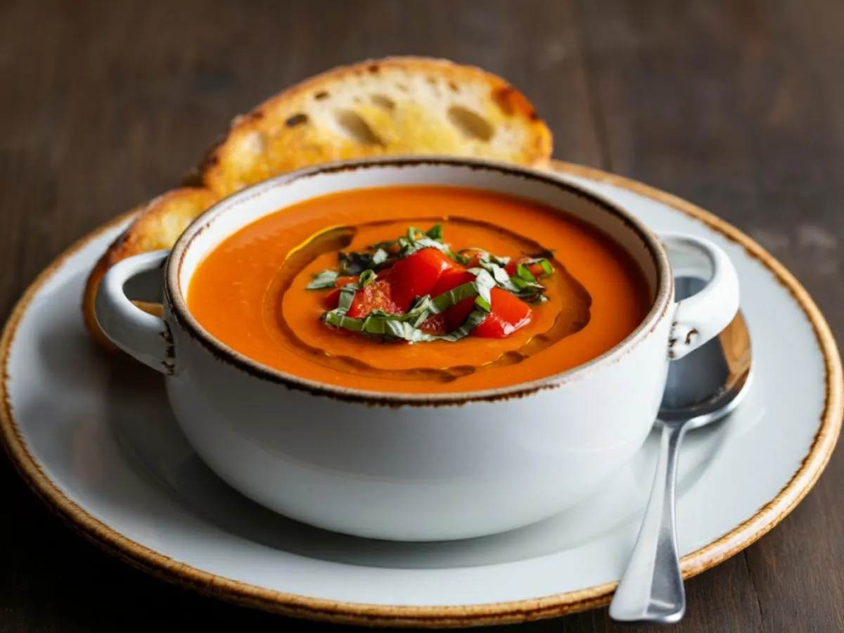 Vegan Tomato and Roasted Red Bell Pepper Soup (No Cheese) Vegan Tomato and Roasted Red Bell Pepper Soup (No Cheese)