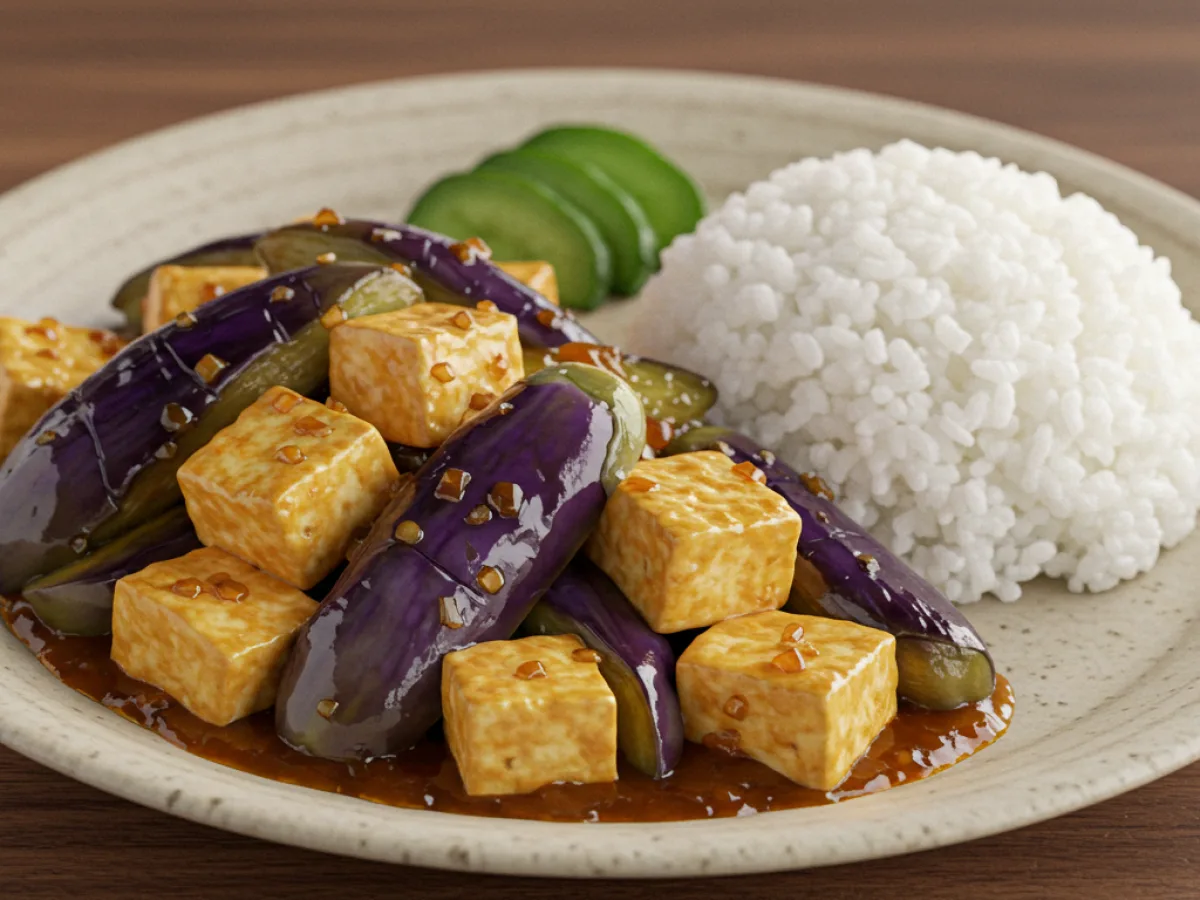 Stir Fried Eggplant and Tofu 茄子豆腐饭 Stir Fried Eggplant and Tofu 茄子豆腐饭